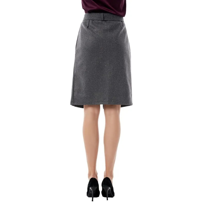 Woll-Bleistiftrock mit Gürtel – Eleganter High-Waist Mid-Length Rock in großen Größen